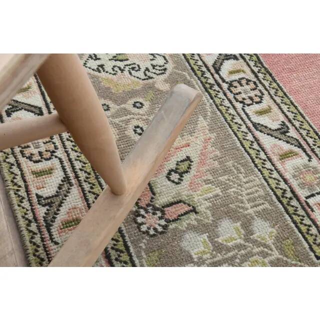 1970s Vintage Persian Handmade Wool Cotton Pink Area Rug 290x393