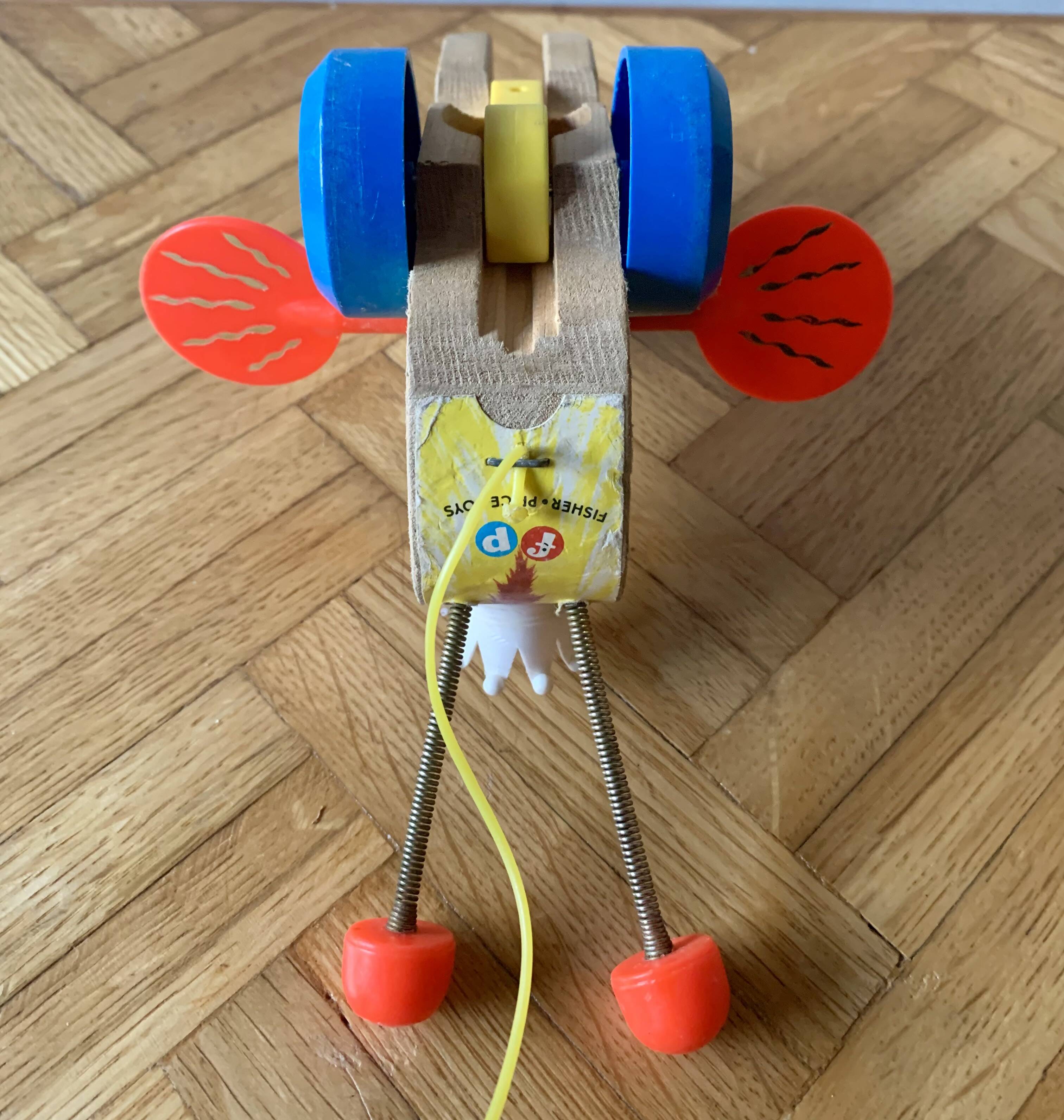 Fisher-Price Wooden Pull-Along Toy - Queen Buzzy Bee - 1960