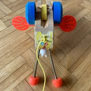 Fisher-Price Wooden Pull-Along Toy - Queen Buzzy Bee - 1960
