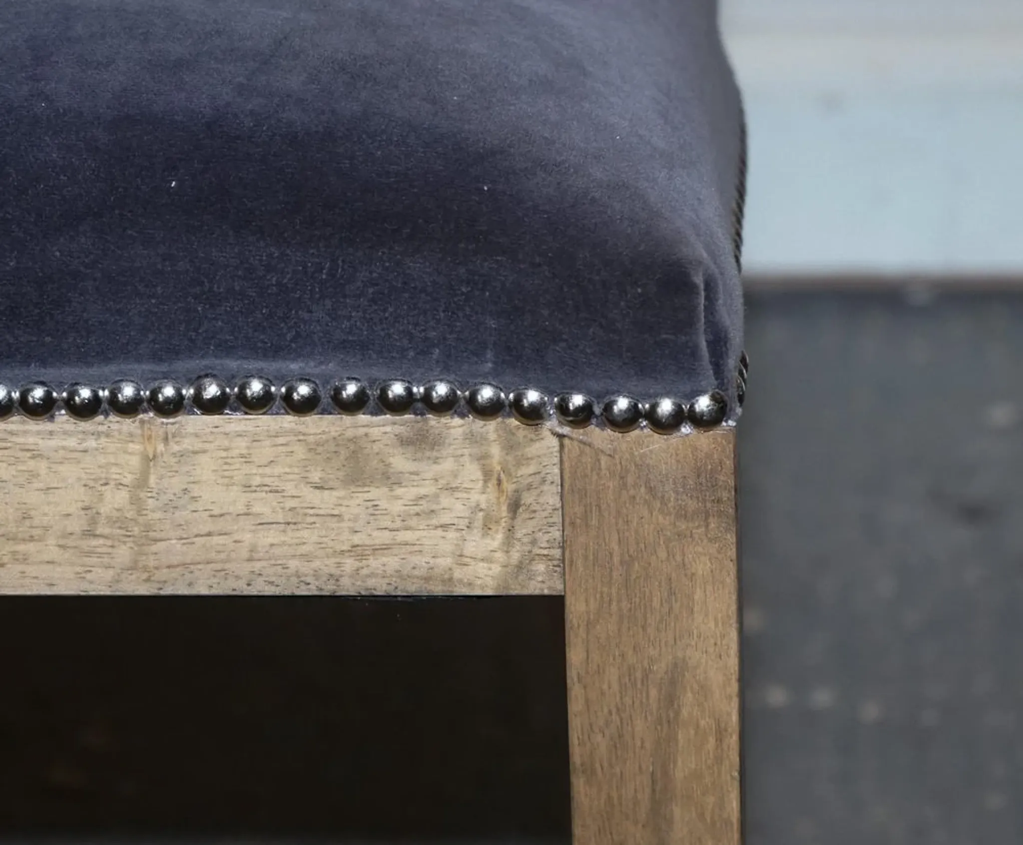 Vintage Office or Dining Chair in Navy Blue Velvet with Halo Studs