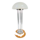 Vintage Mushroom Opaline Glass and Chrome Table Lamp, 1970s