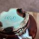 Antique majolica barbotine set – tray and 4 small pots – Art Nouveau