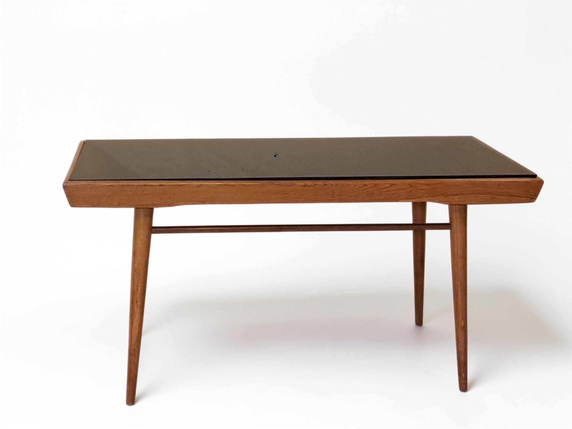 Table basse Tchécoslovaque 1960s, plateau verre noir