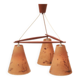 1950s ceiling lamp triangle in teak