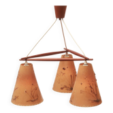 Lampe de plafond triangulaire des années 1950 en teck