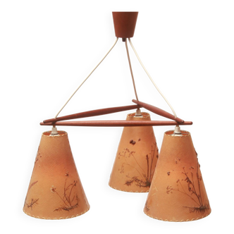 1950s ceiling lamp triangle in teak