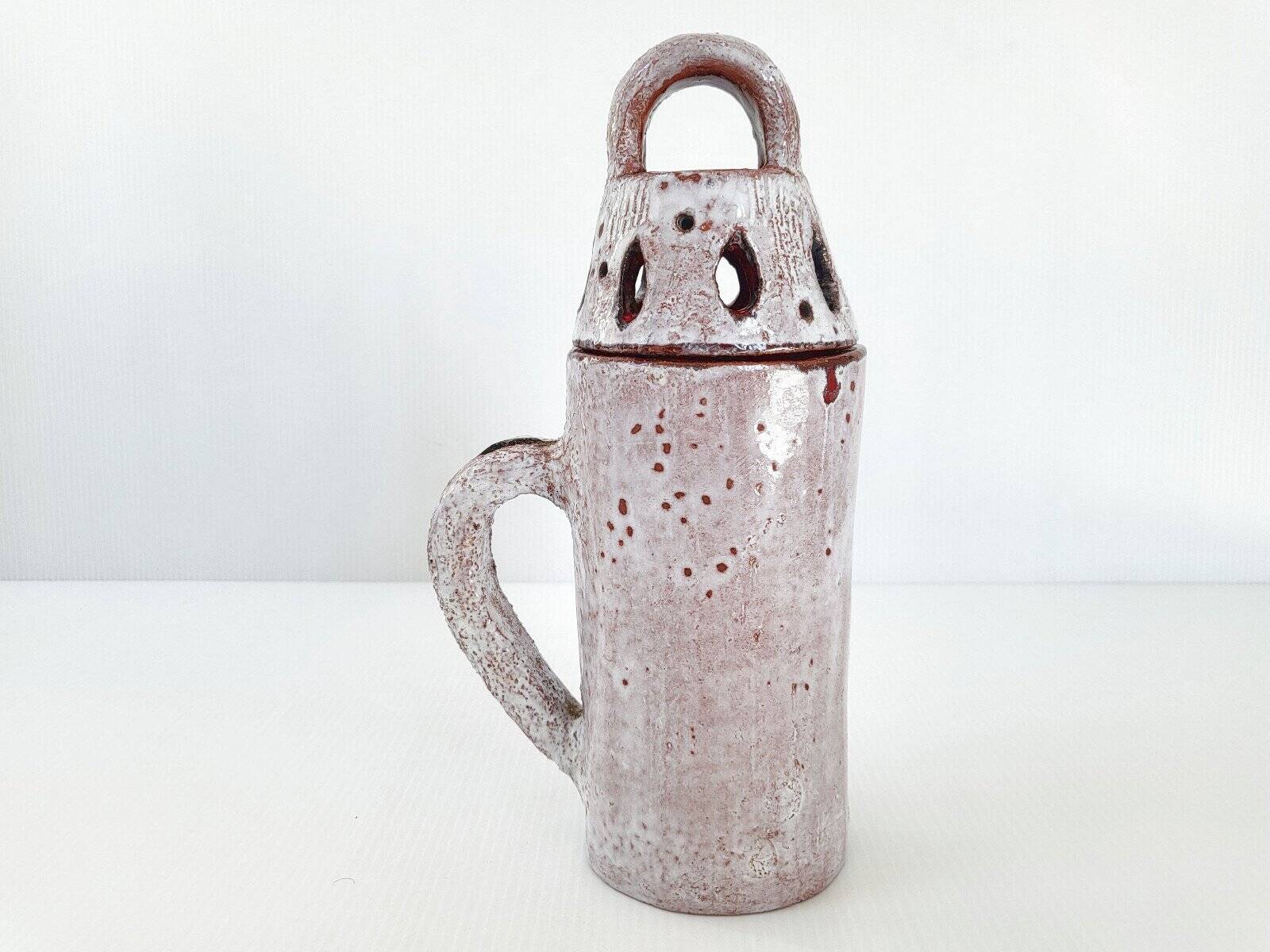 Vintage ceramic terracotta glazed candle holder - 1970s