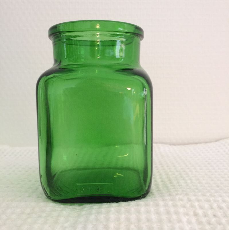 Bocal en verre vert vintage