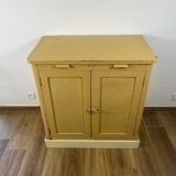 Antique butter yellow kitchen sideboard, late 19th - early 20th century.