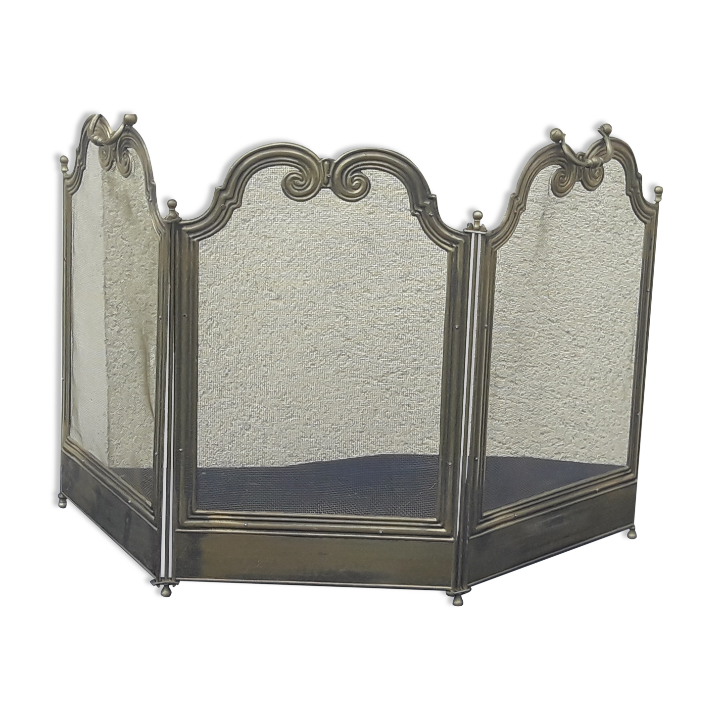 Pare feu en laiton grillagé 3 volets accessoire cheminée H 62 cm