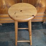 High bar stool in weathered wood round seat