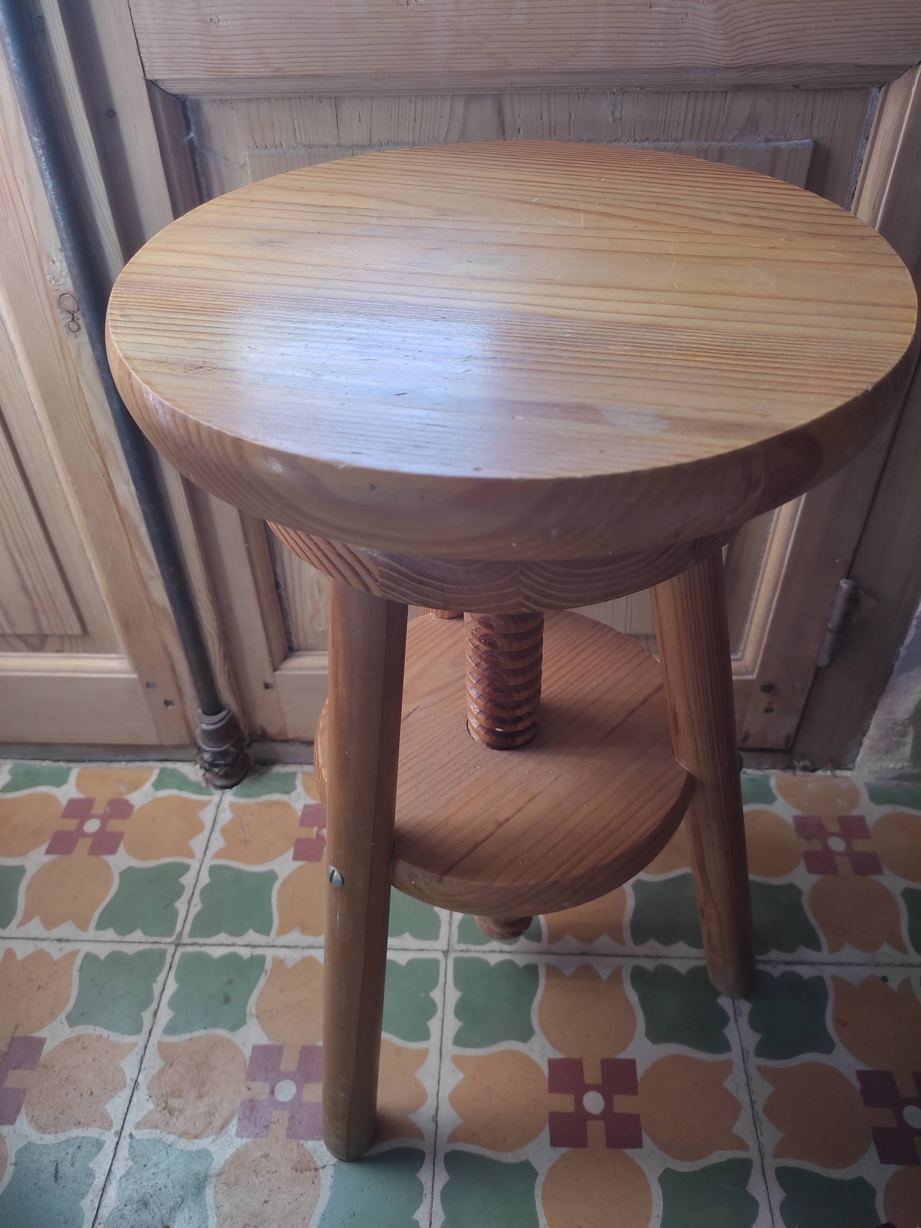 Adjustable wooden stool