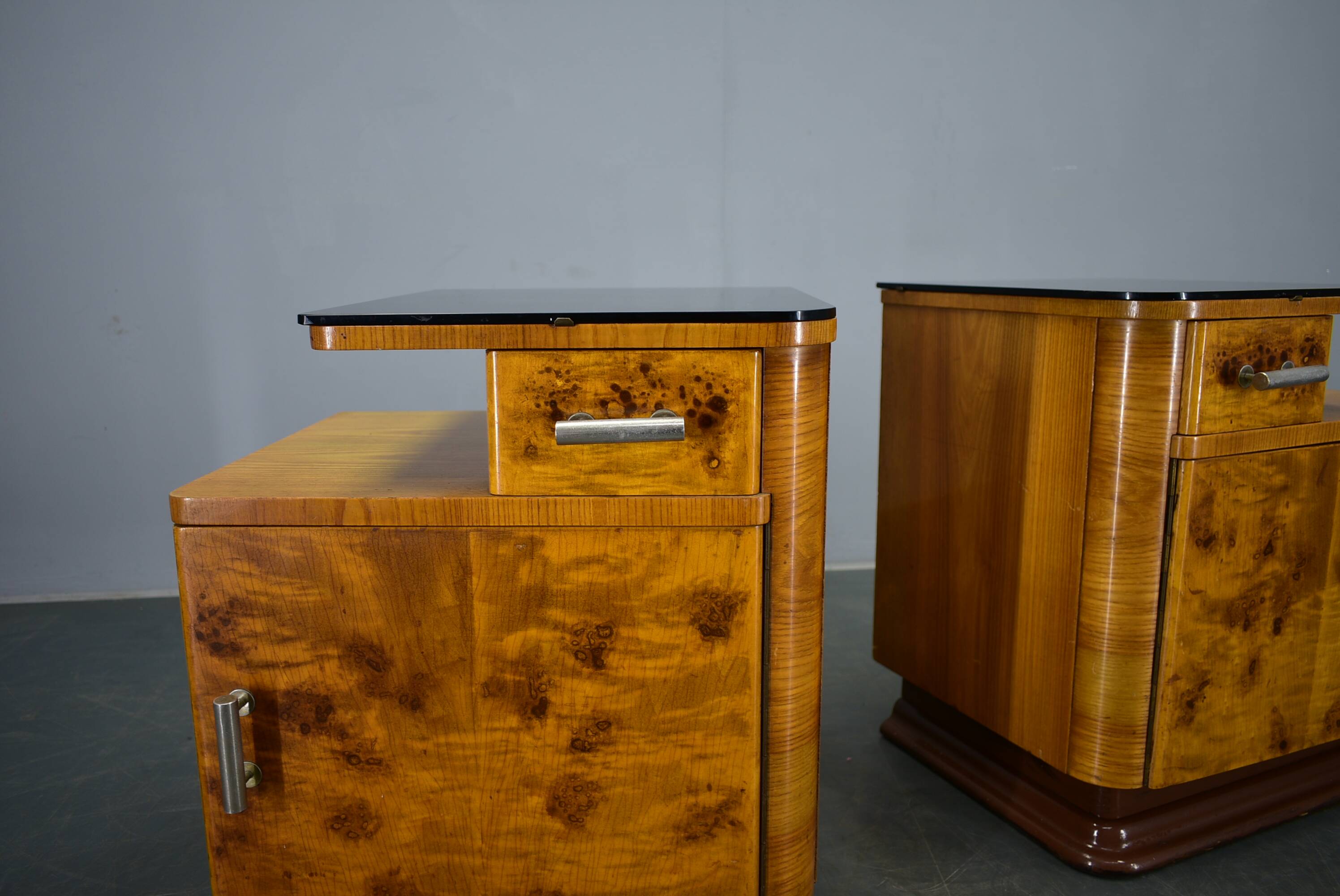 1942s set of bedside tables by Jindrich Halabala, Czechoslovakia