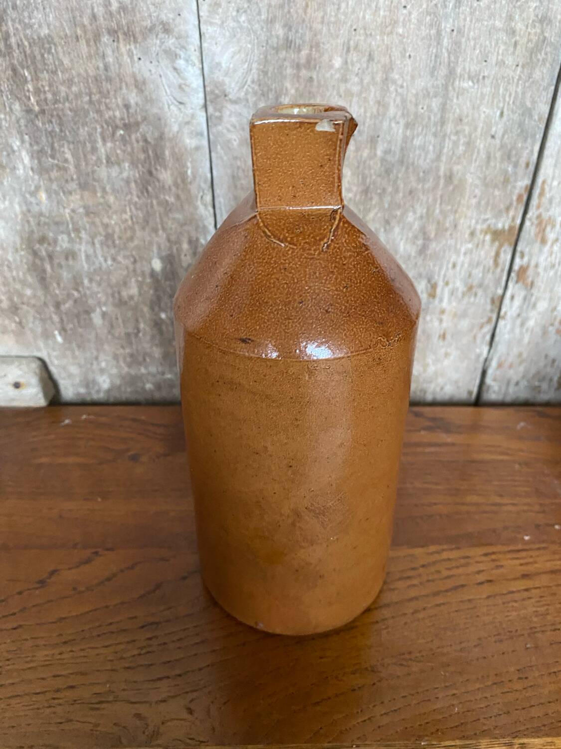 Antique Doulton Lambeth Brown Salt Stoneware Bottle Square Base 1860