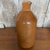 Antique Doulton Lambeth Brown Salt Stoneware Bottle Square Base 1860
