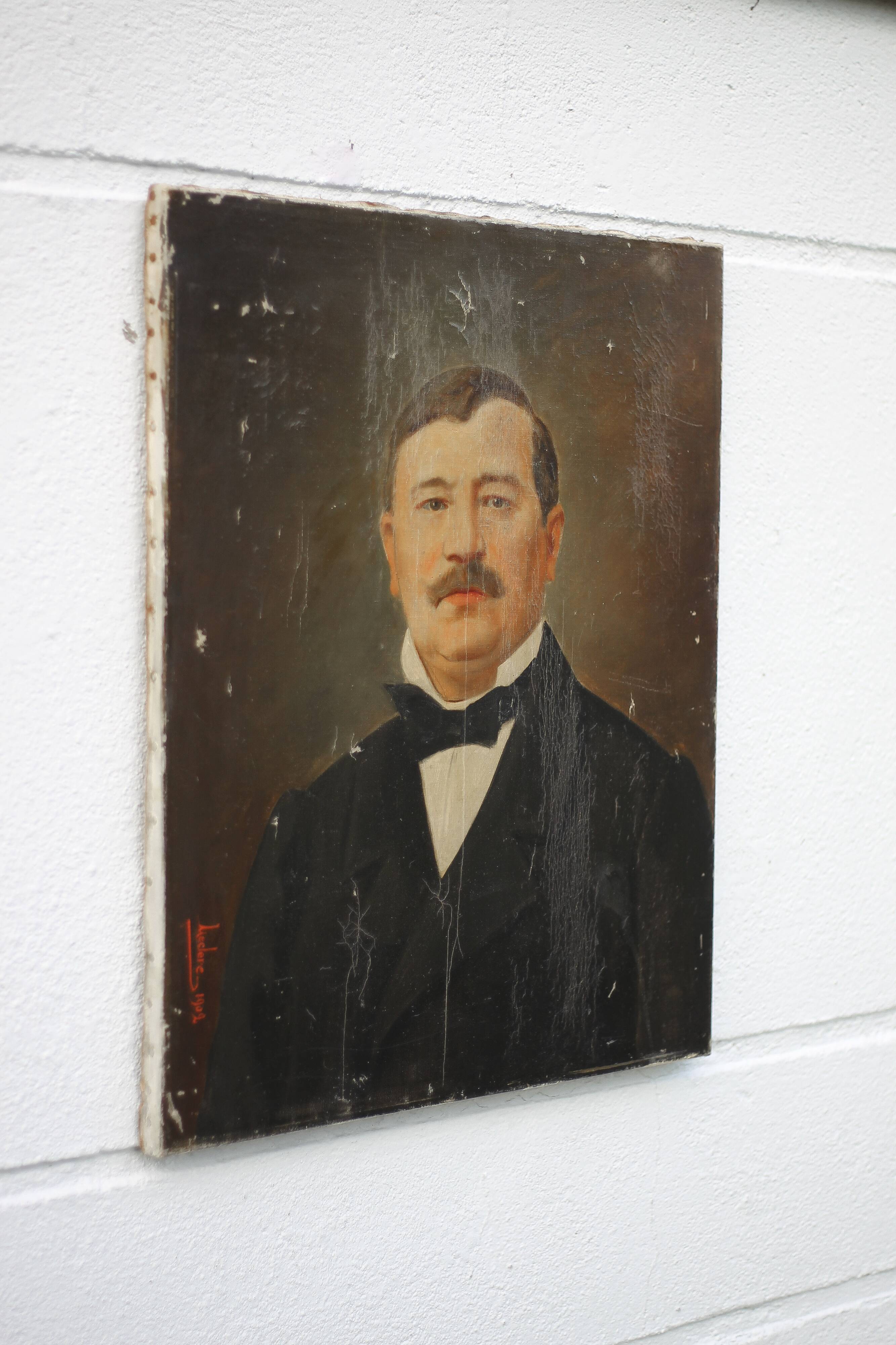 Signed painting, painting on canvas portrait man, oil on canvas