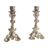 Pair of candlesticks restored to silver leaf