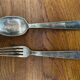 Antique Cutlery Fork & Spoon Silver Metal + Vintage Box Set #B337