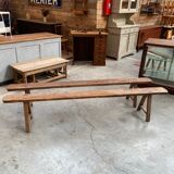 Pair of oak farm benches