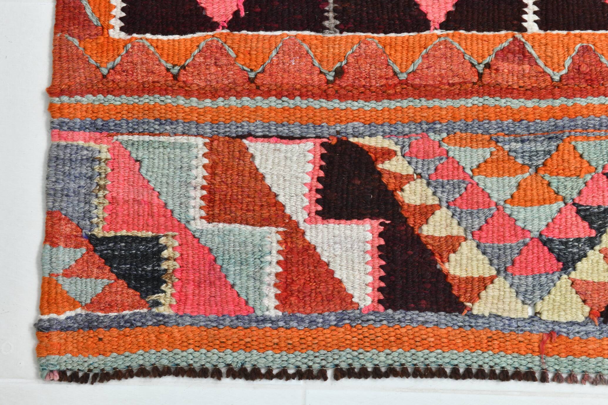 3x11 Burgundy & Orange Vintage Runner Rug, 95x325Cm