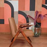 Scandinavian armchair deep brown wool space age design