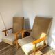 Pair of Manucere armchairs with vintage compass legs
