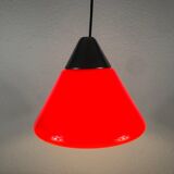 Suspension in red glass and chrome by Peill and Putzler, 1970, Germany