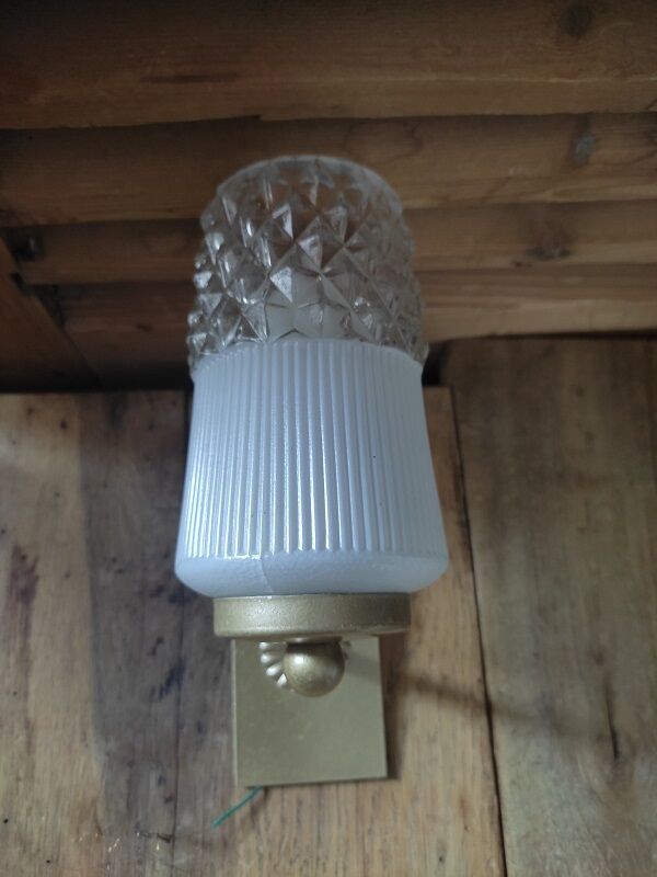 Wall lamp globe glass 2 tones support gold old vintage