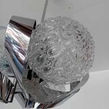 3 ball chandelier with stainless steel frame from the 70s Space Age
