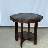 Pedestal table or small octagonal side table quadripod base with modernist spacer