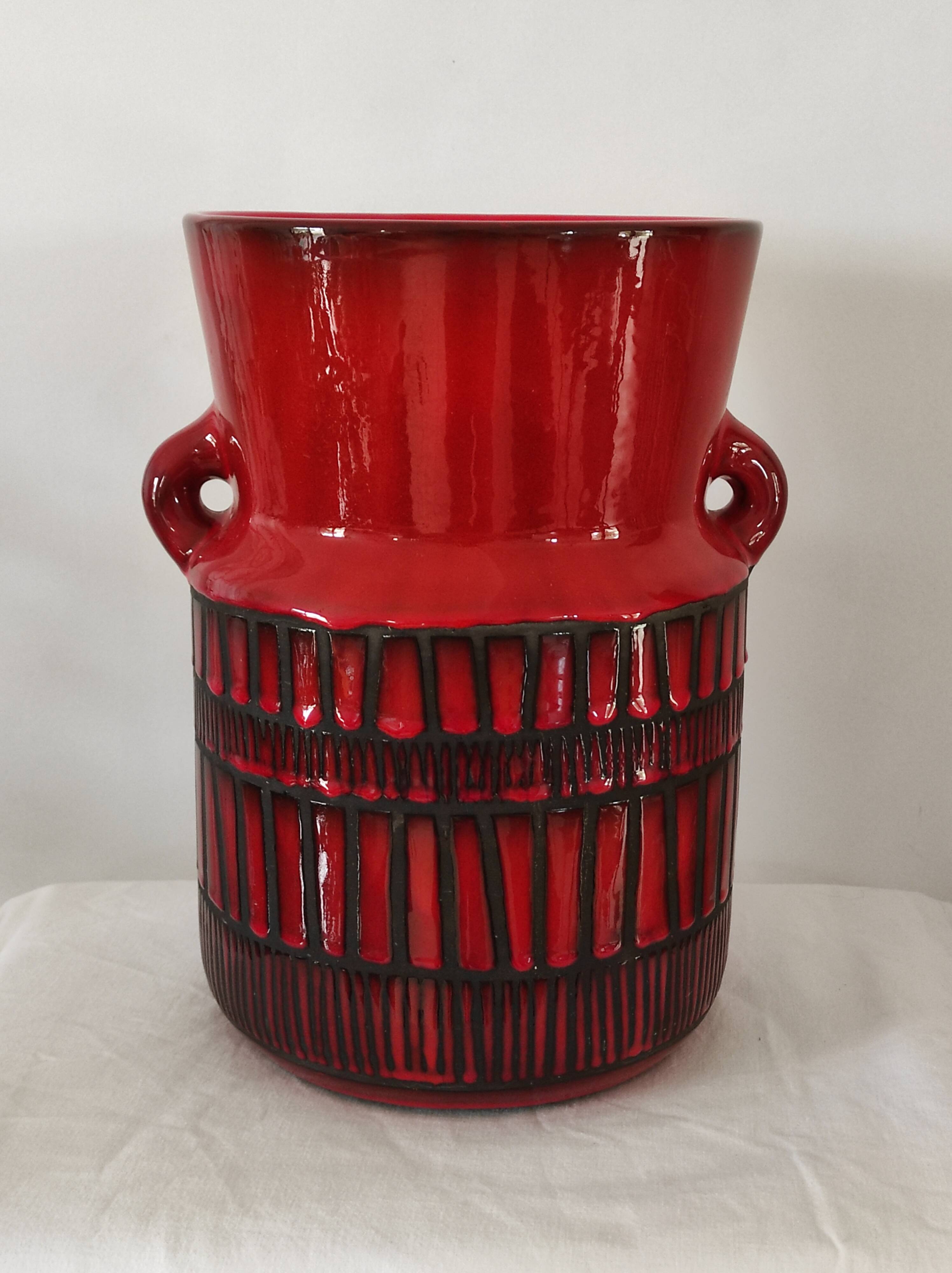 Red vase by Roger Capron circa 1960