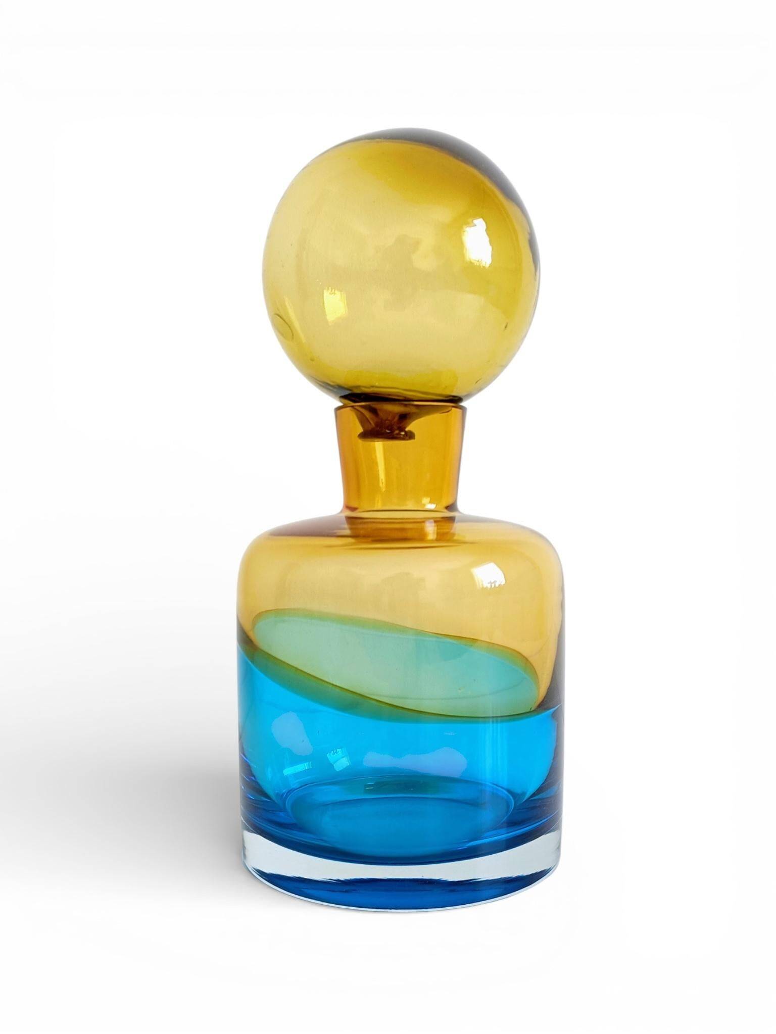 Sommerso Murano Art Glass Bottle In The Style of Flavio Poli for Seguso
