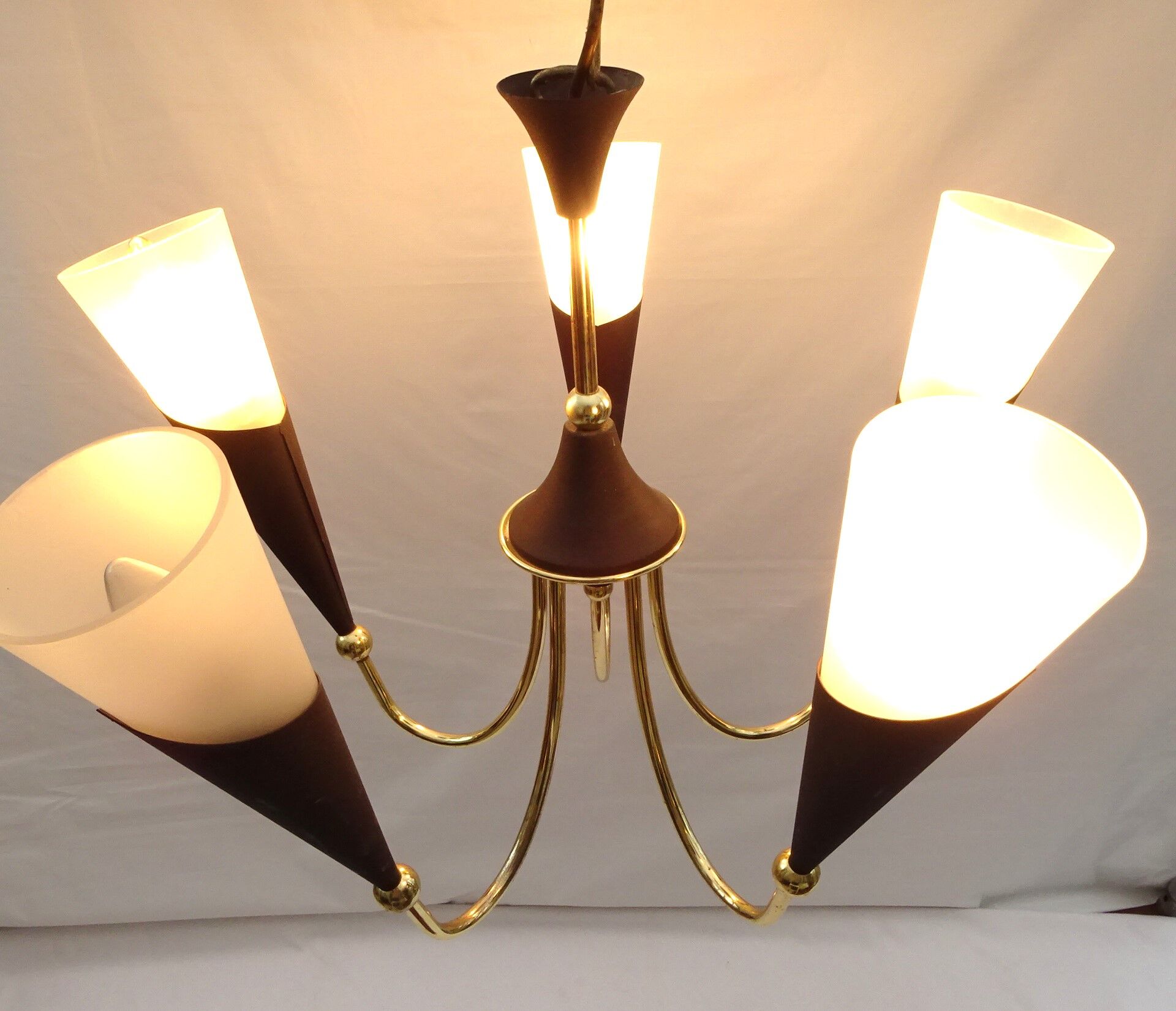5-branched chandelier cone shaped abat jour