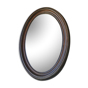 Miroir ovale vintage en bois, 1970