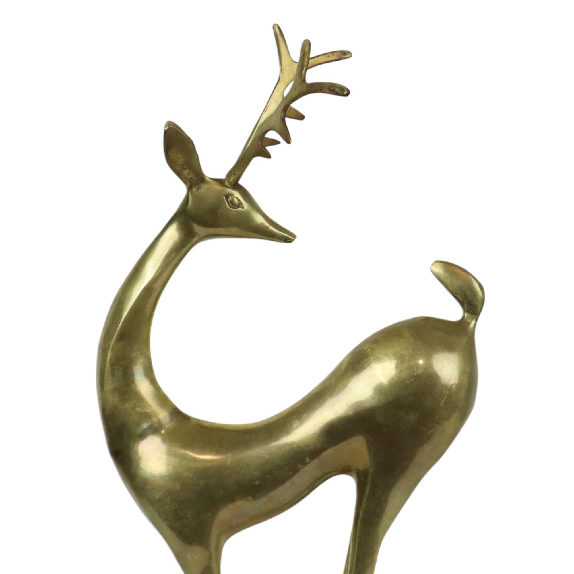 Large vintage brass deer statue sculpture art deco style christmas