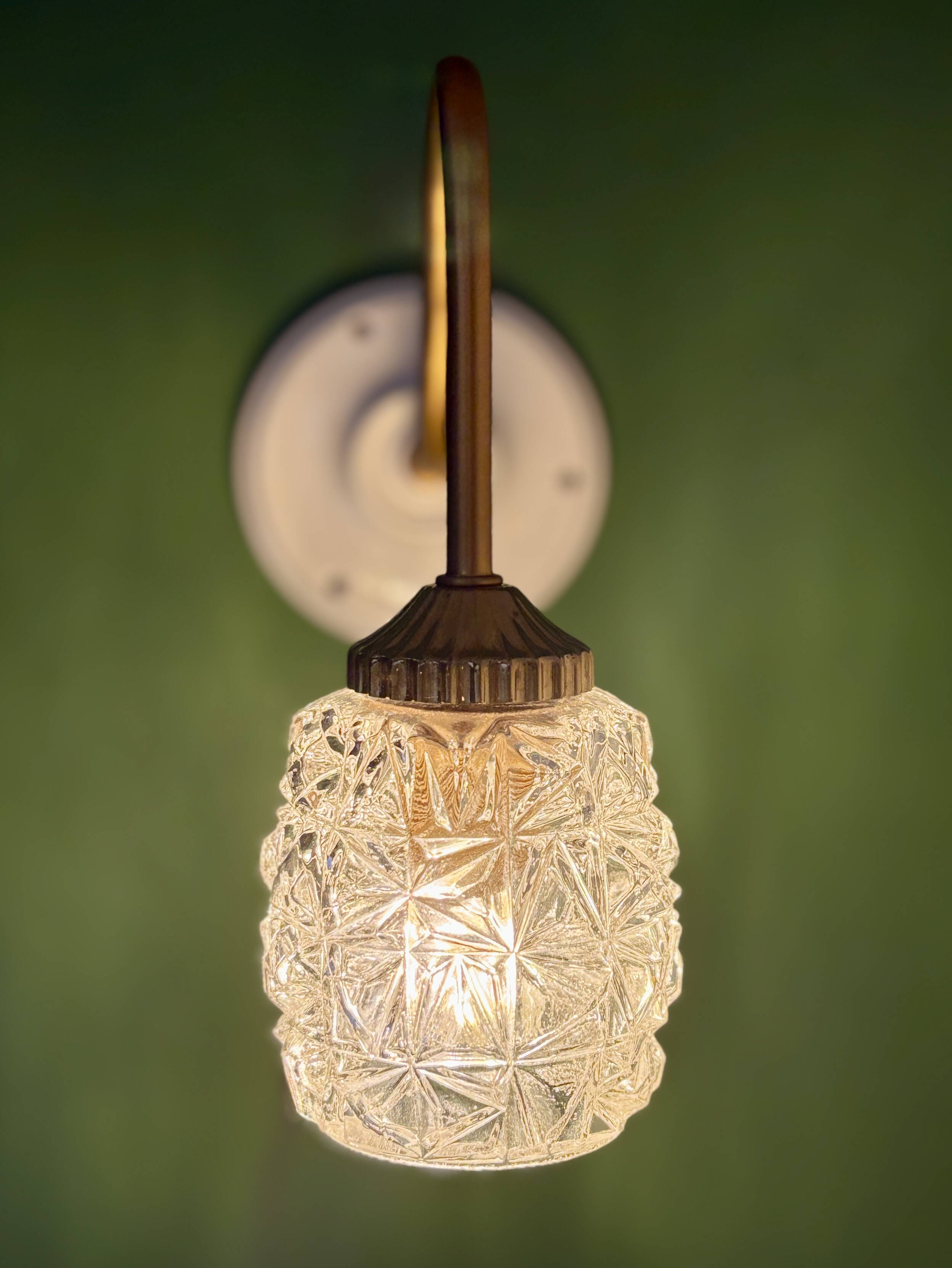 Vintage moulded glass tulip swan neck wall light
