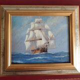Set of two paintings with identical gold and silver frames