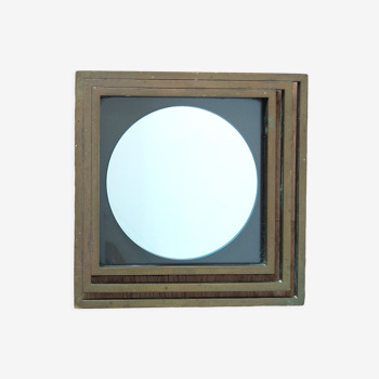 Miroir moderniste en laiton doré 1960.