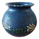 Primavera ball vase in blue ceramic with plant frieze 1920 1930