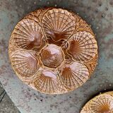 3 plates with oysters, shells, ceramic slurry ochre, majolica, made in portugal