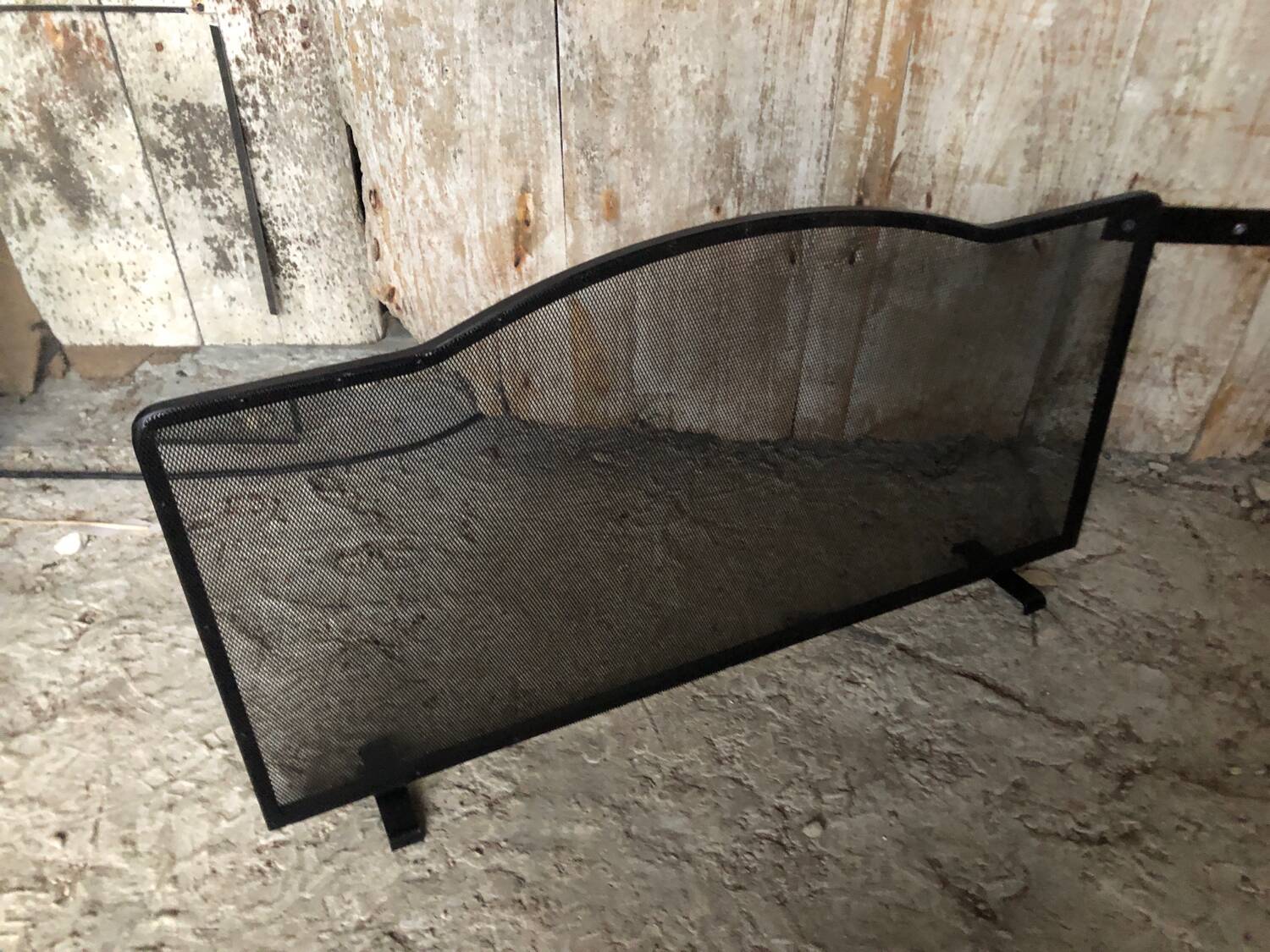 Black Metal Fireplace Fire Screen Vintage Mesh #A609