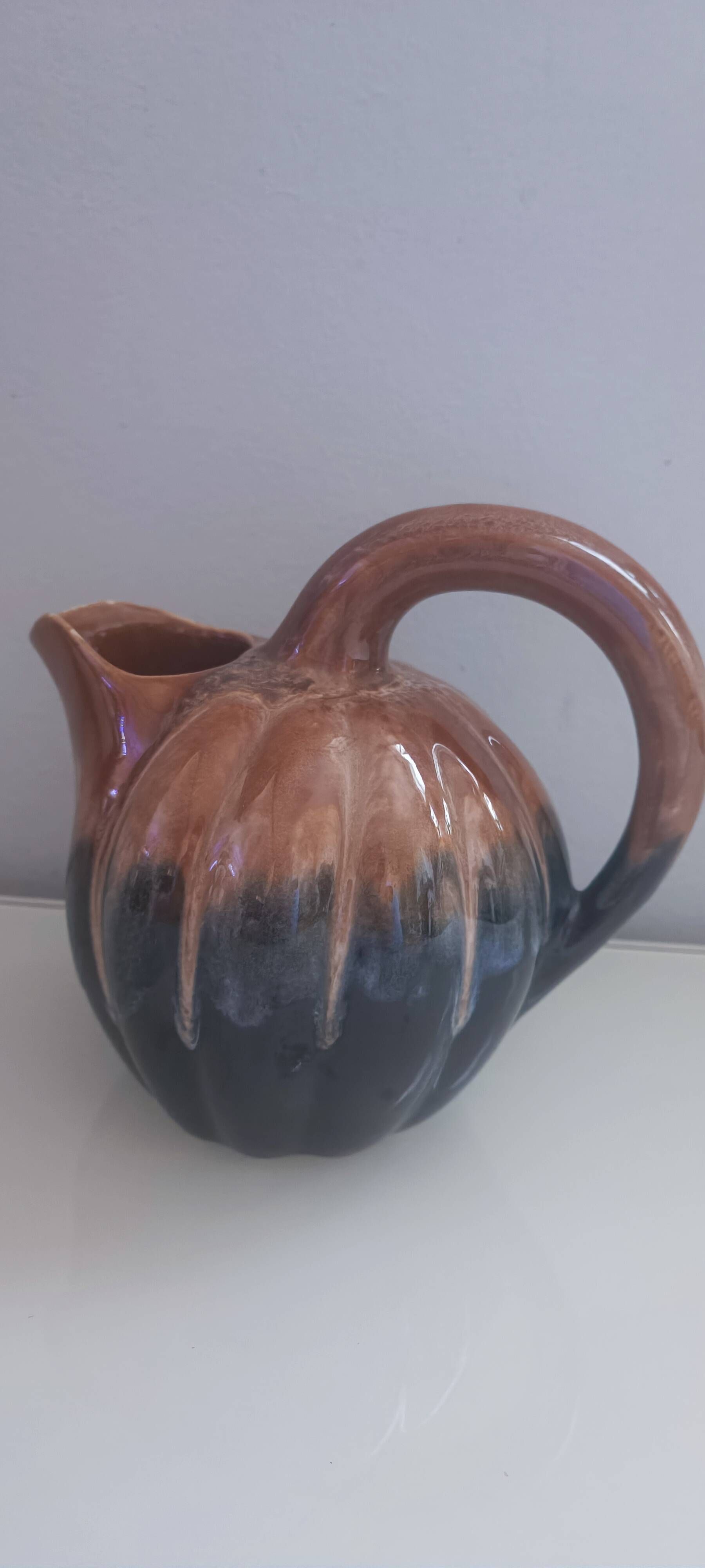 Vintage "pumpkin" pitcher in flamed ceramic (light years 50/60)