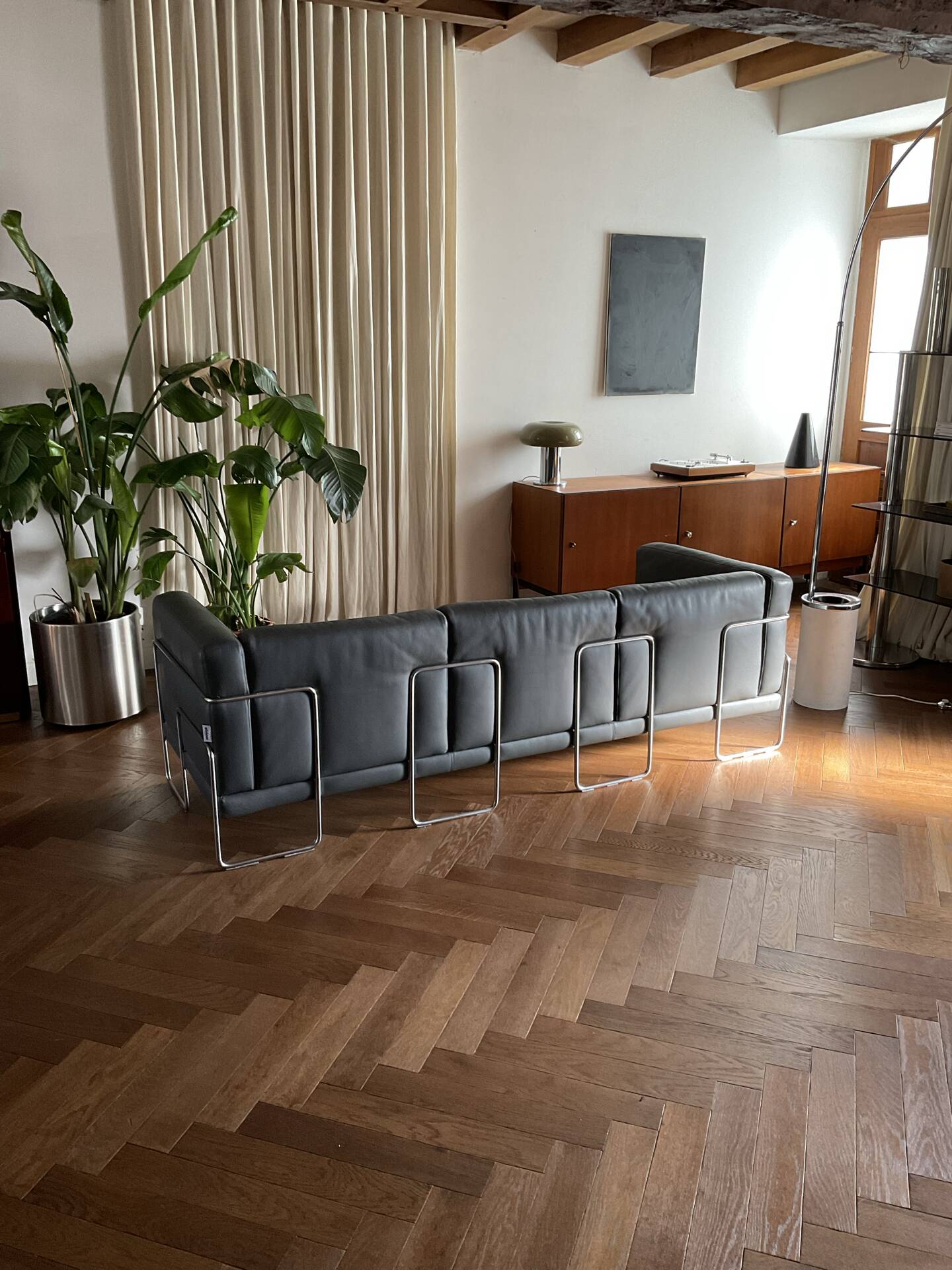 3-seater leather sofa Pen Club by Kwok Hoï Chan Steiner