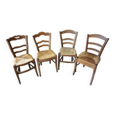 4 straw-seated chairs