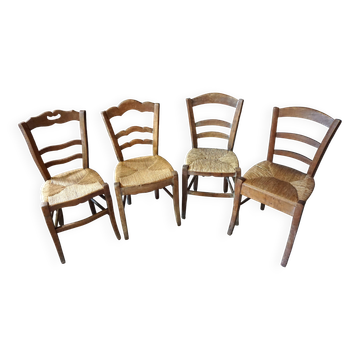 4 straw-seated chairs