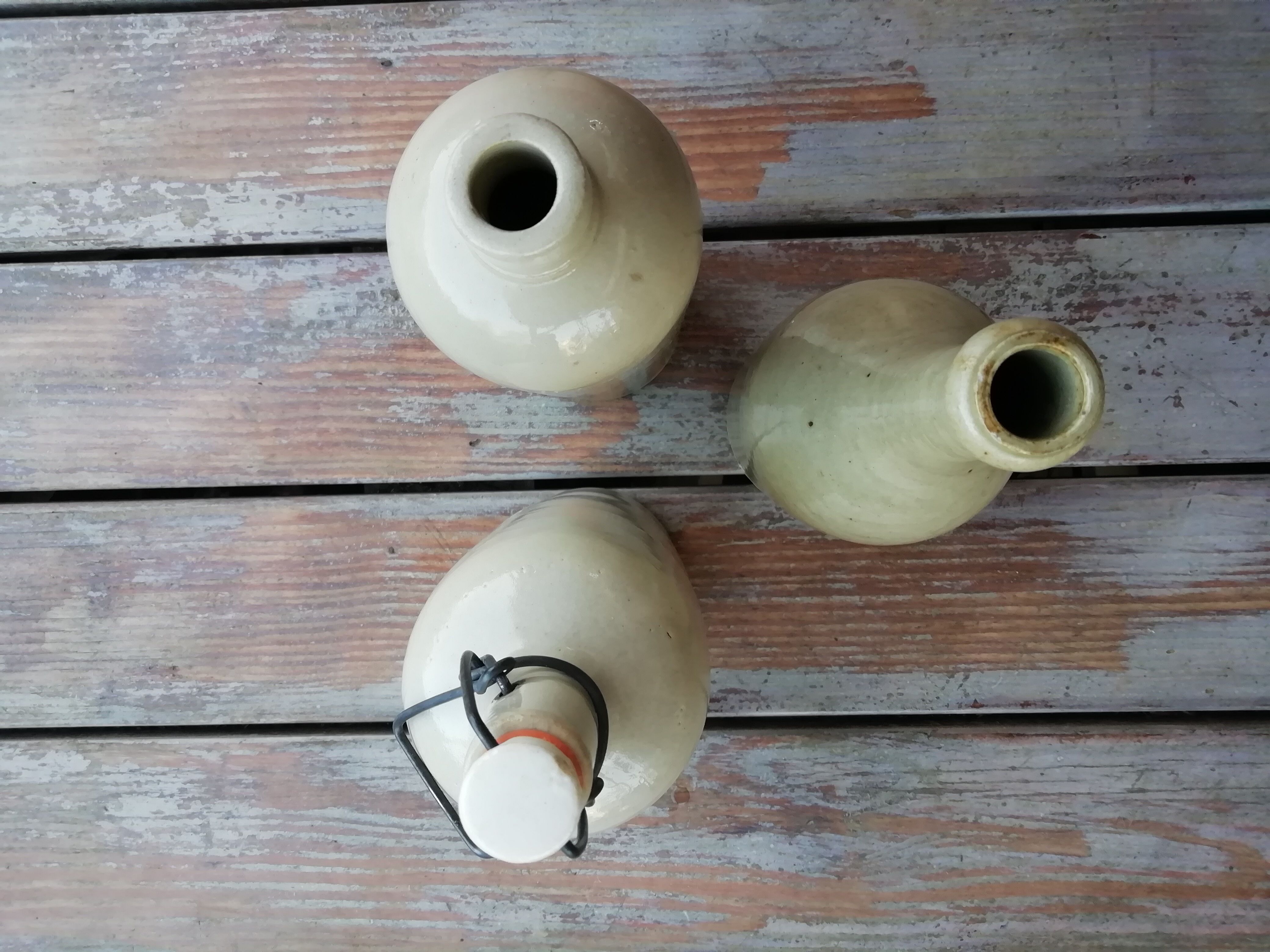 Trio of stoneware hot water bottles