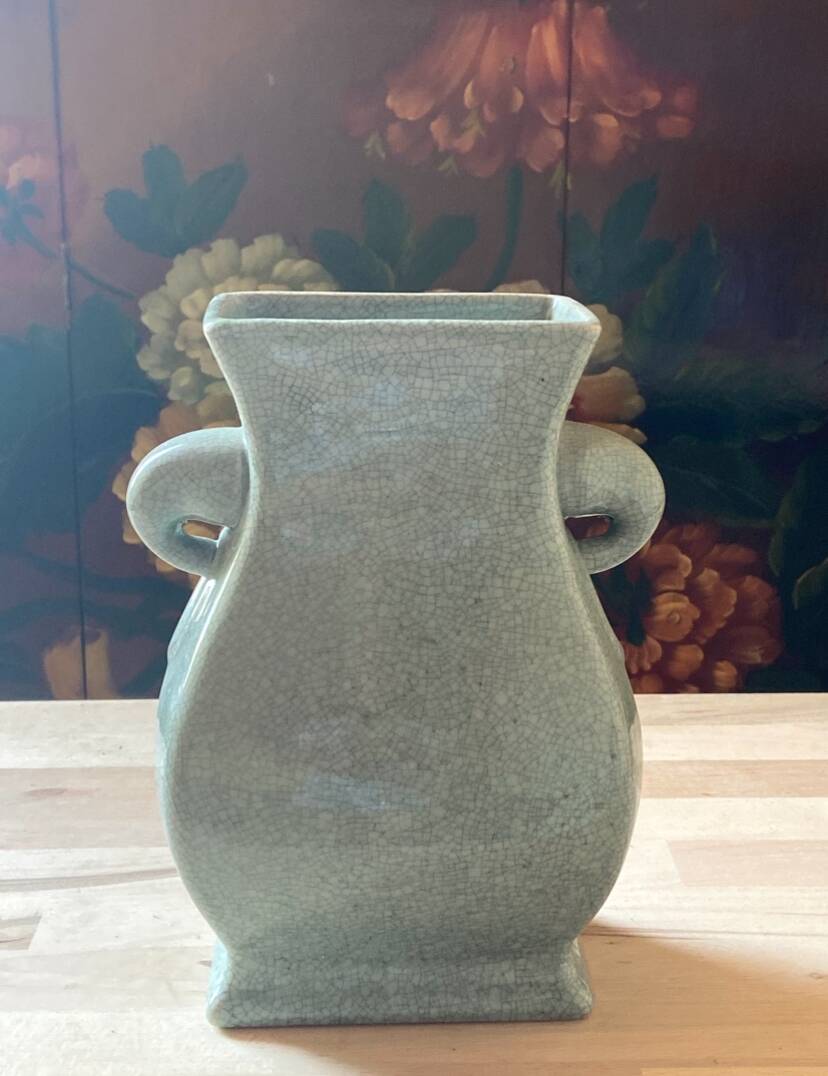Chinese celadon cracked earthenware vase – Art Deco inspiration – 23