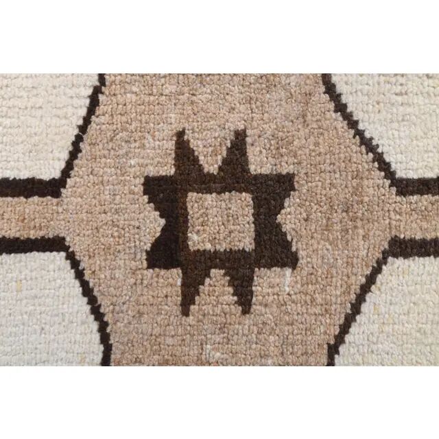 Vintage Turkish Oushak Handmade Wool Cotton White Runner Rug 99x390