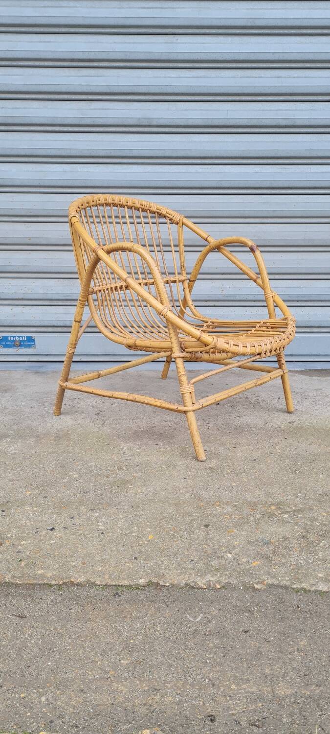 Rattan shell armchair 1960