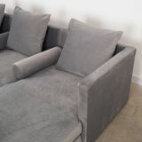 Canapé d'angle en velours argenté, design scandinave, années 00
